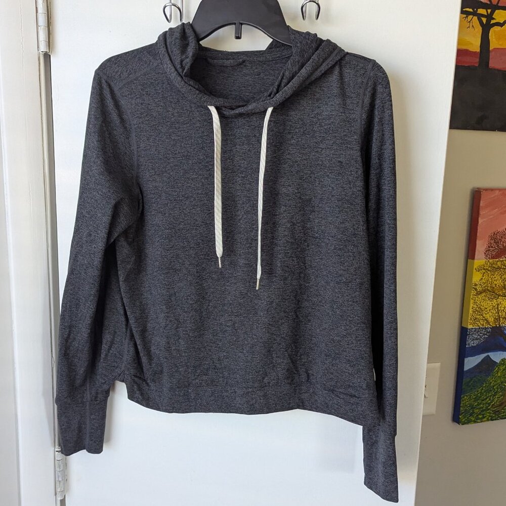Vuori Charcoal Hoodie with White Drawstrings